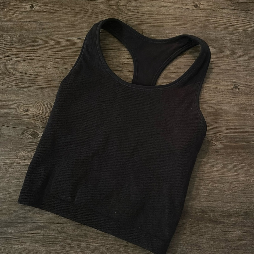 All in motion ribbed race back tank
Grayish black